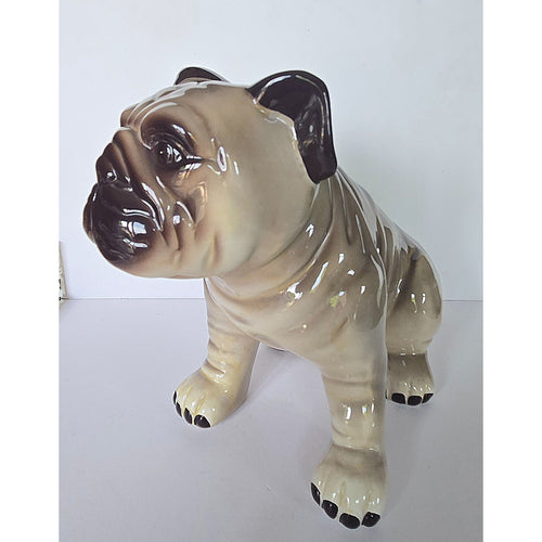 Adventures of Miles & Otis Ceramic Pug Figurine Vintage Beige & Brown Home Decor Collectible