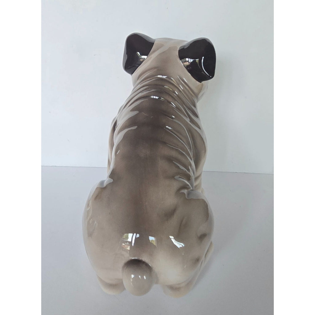 Adventures of Miles & Otis Ceramic Pug Figurine Vintage Beige & Brown Home Decor Collectible