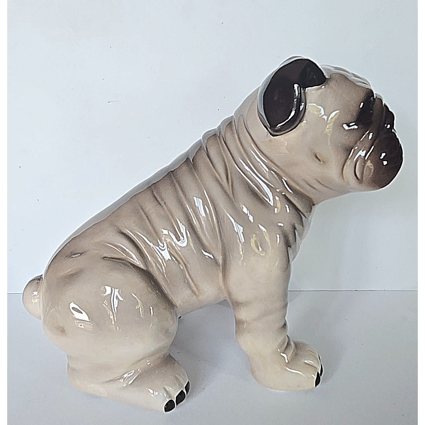 Adventures of Miles & Otis Ceramic Pug Figurine Vintage Beige & Brown Home Decor Collectible