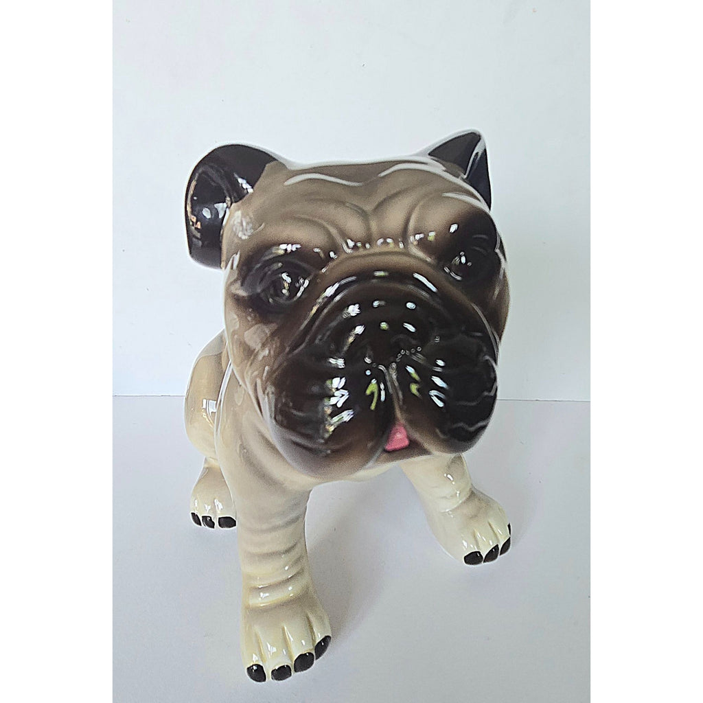 Adventures of Miles & Otis Ceramic Pug Figurine Vintage Beige & Brown Home Decor Collectible