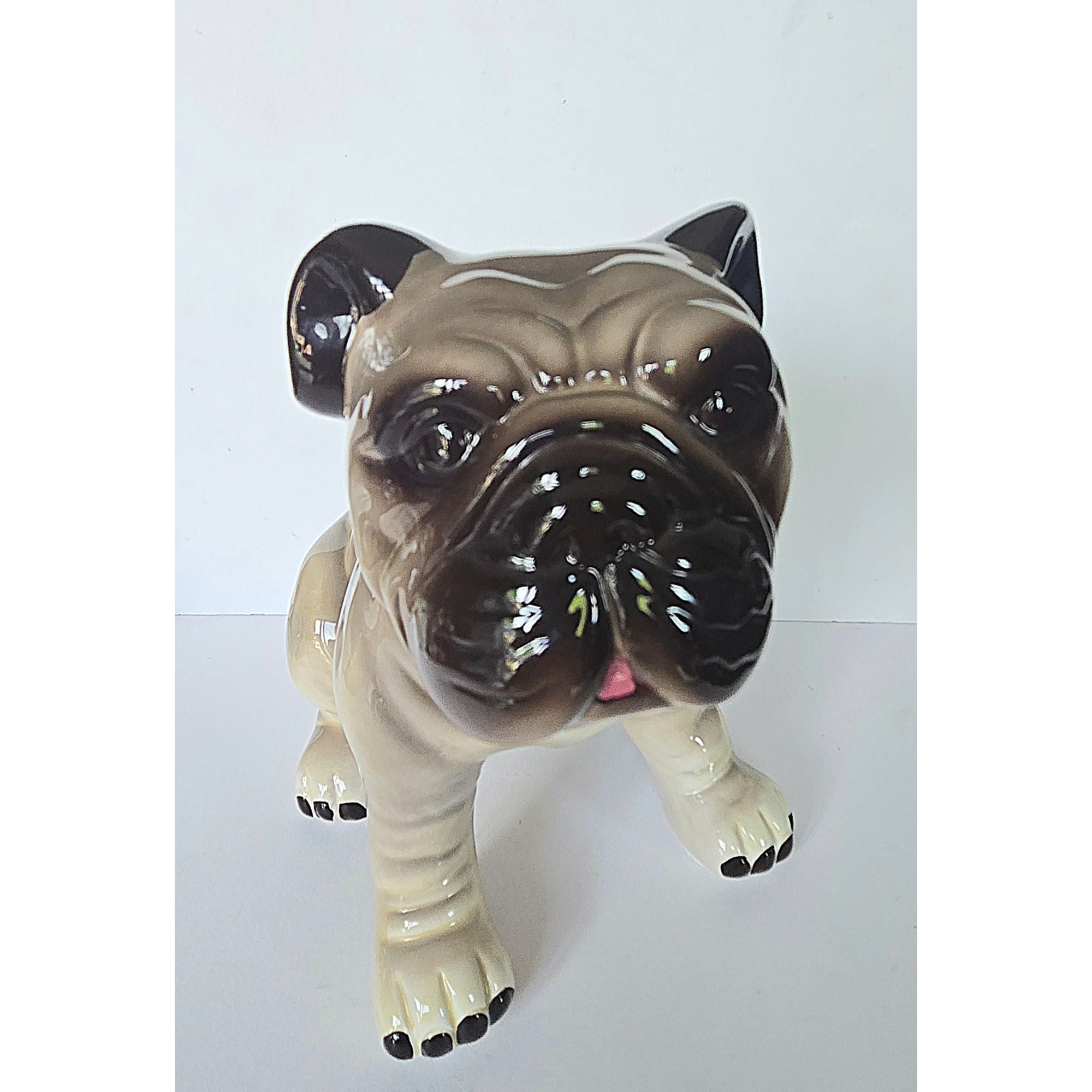 Adventures of Miles & Otis Ceramic Pug Figurine Vintage Beige & Brown Home Decor Collectible