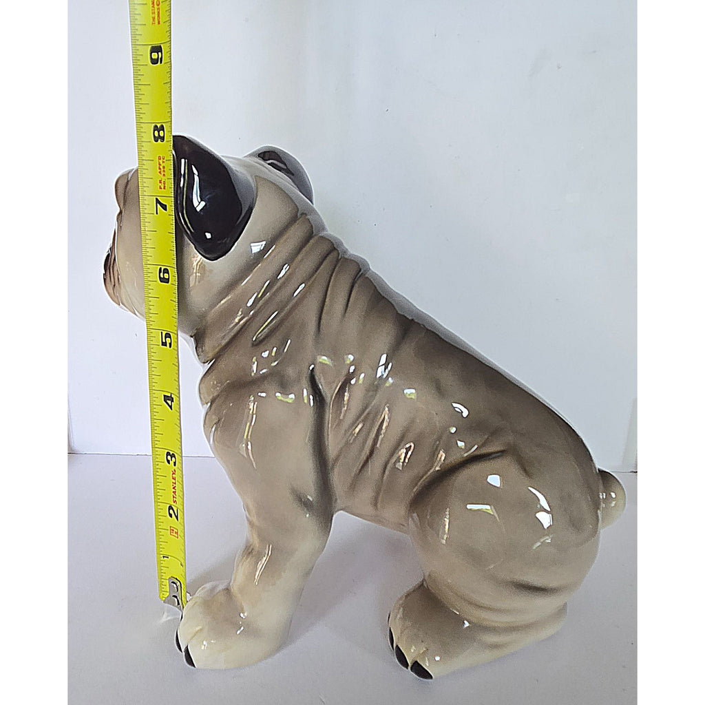 Adventures of Miles & Otis Ceramic Pug Figurine Vintage Beige & Brown Home Decor Collectible
