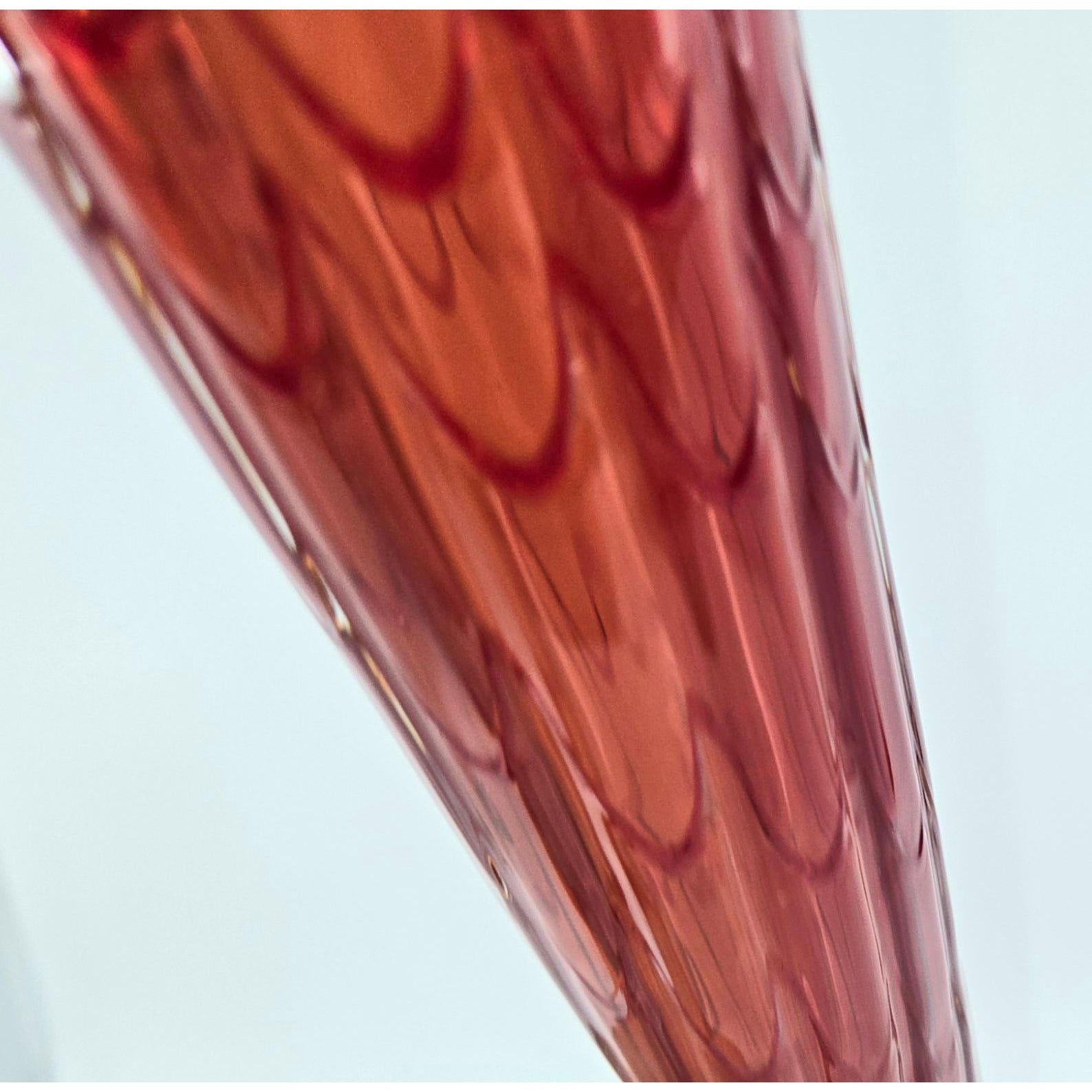Waterford Evolution Hand-Blown Crystal Vase Red & Orange Swirl Pattern Tall Decorative Piece 18"