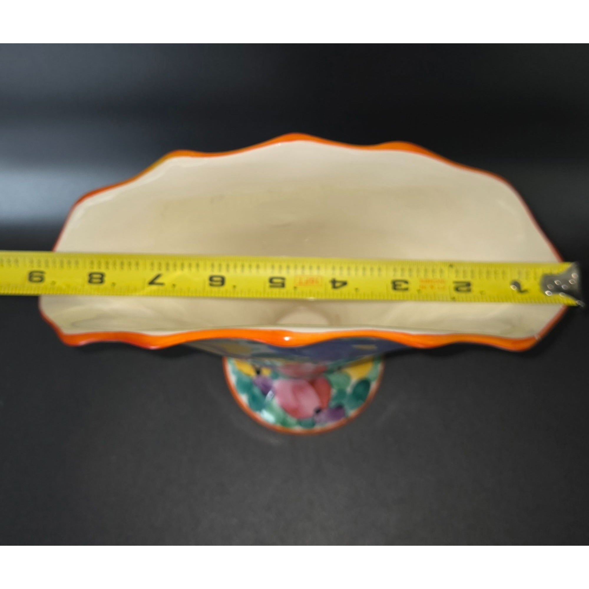 1940s Czech Ditmar Urbach Floral Peasant Ware Fan Vase