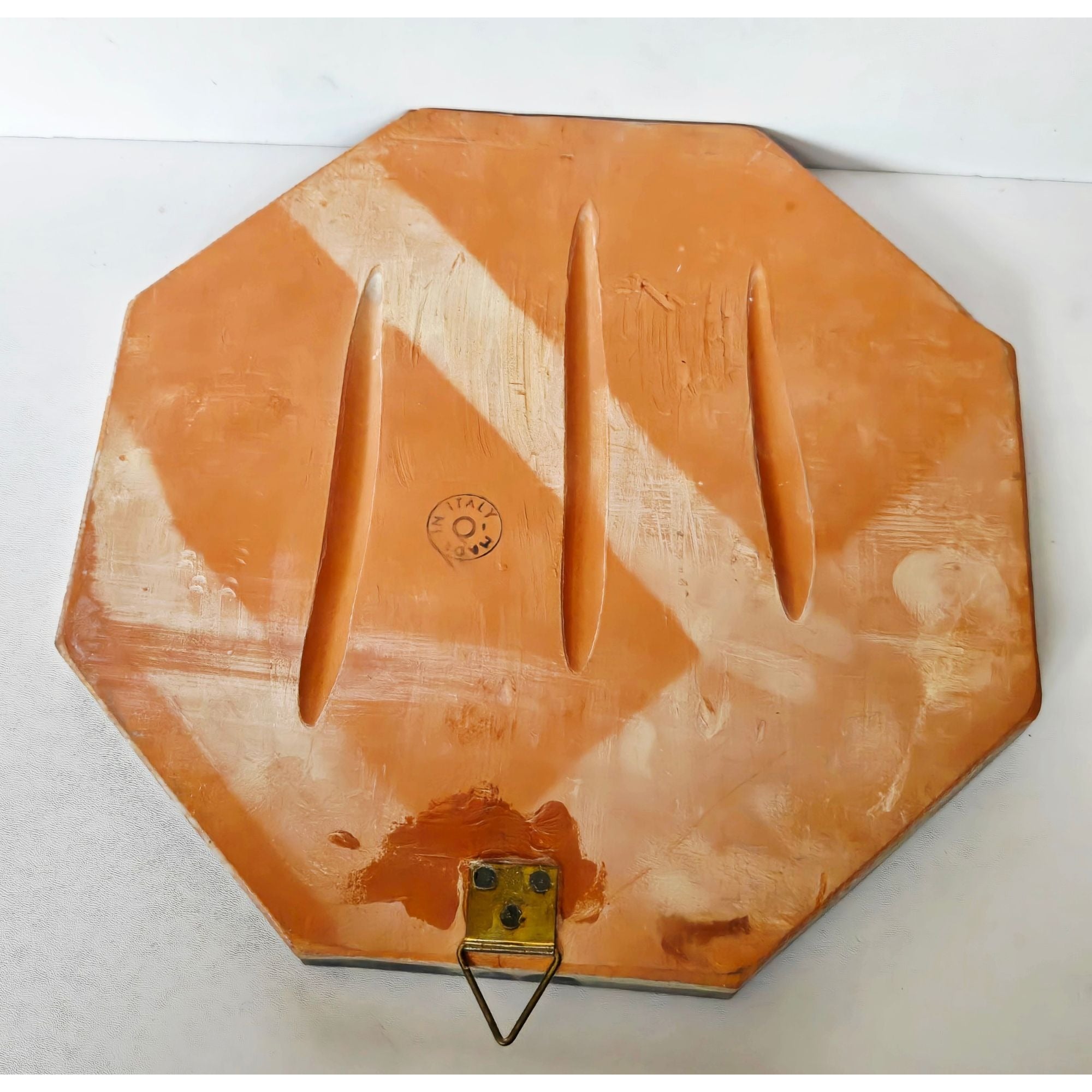 FRATANTONI Italian STONEWARE Octagonal Compass Rose Wall Plaque - Blue Green