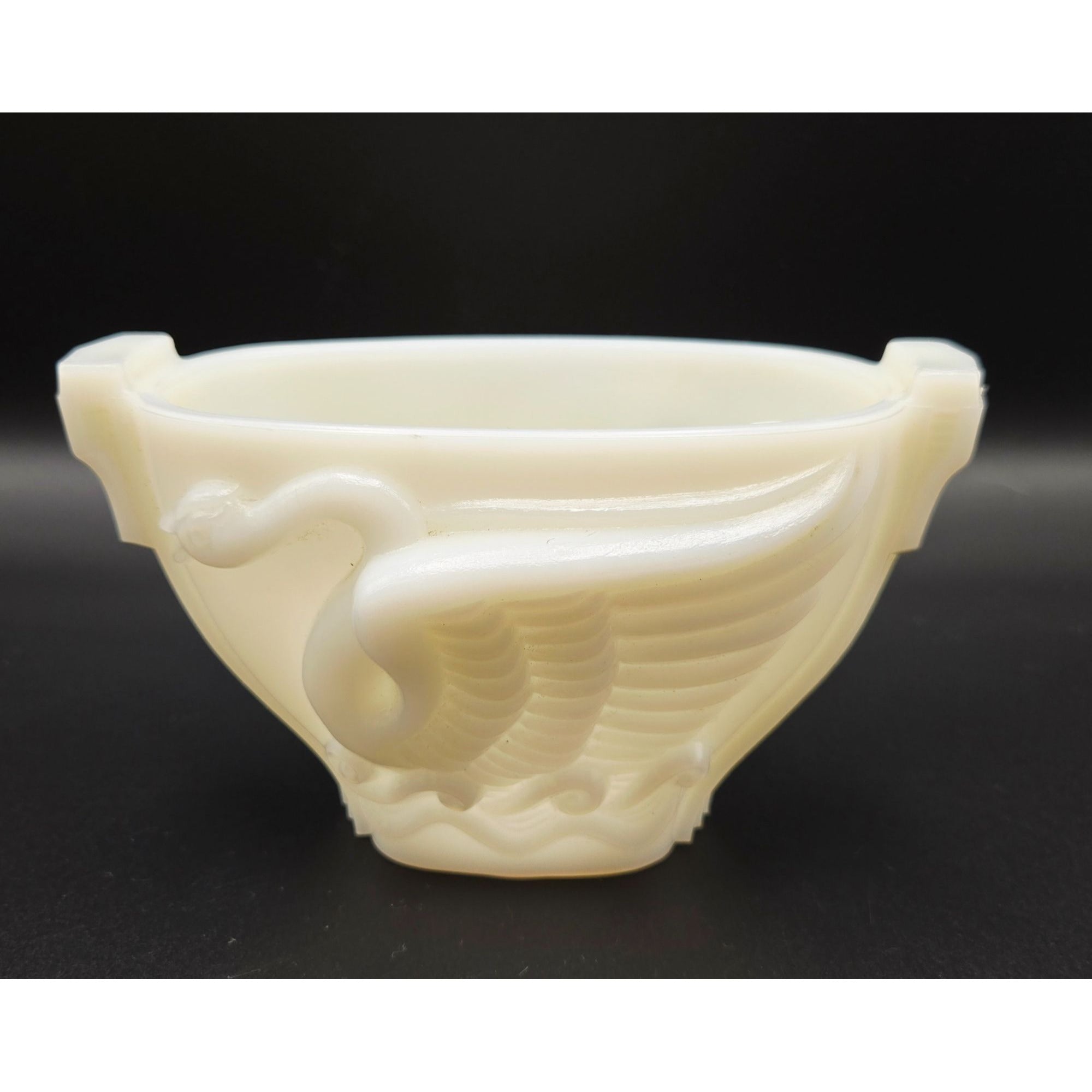 1930s Monax Glass Swan Bowl by Macbeth Evans,USA- Like Milk Glass