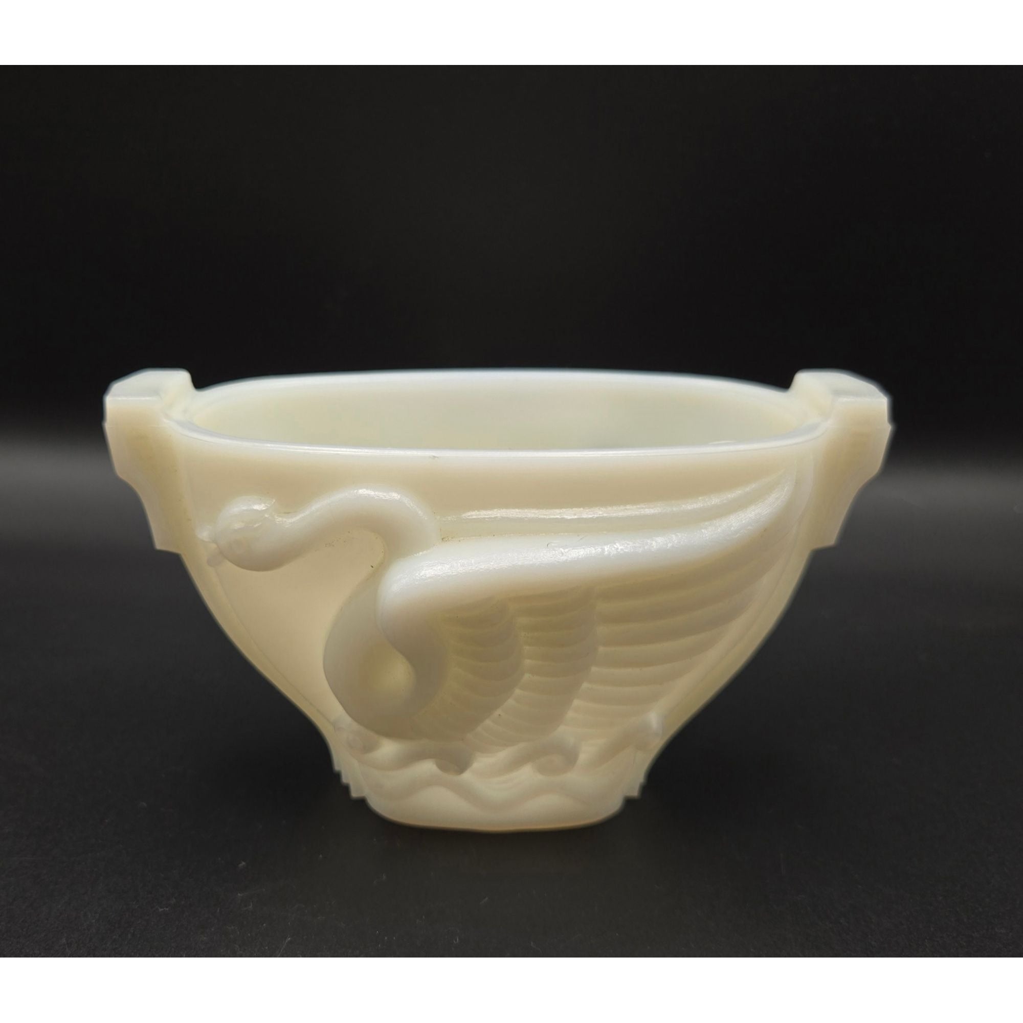 1930s Monax Glass Swan Bowl by Macbeth Evans,USA- Like Milk Glass