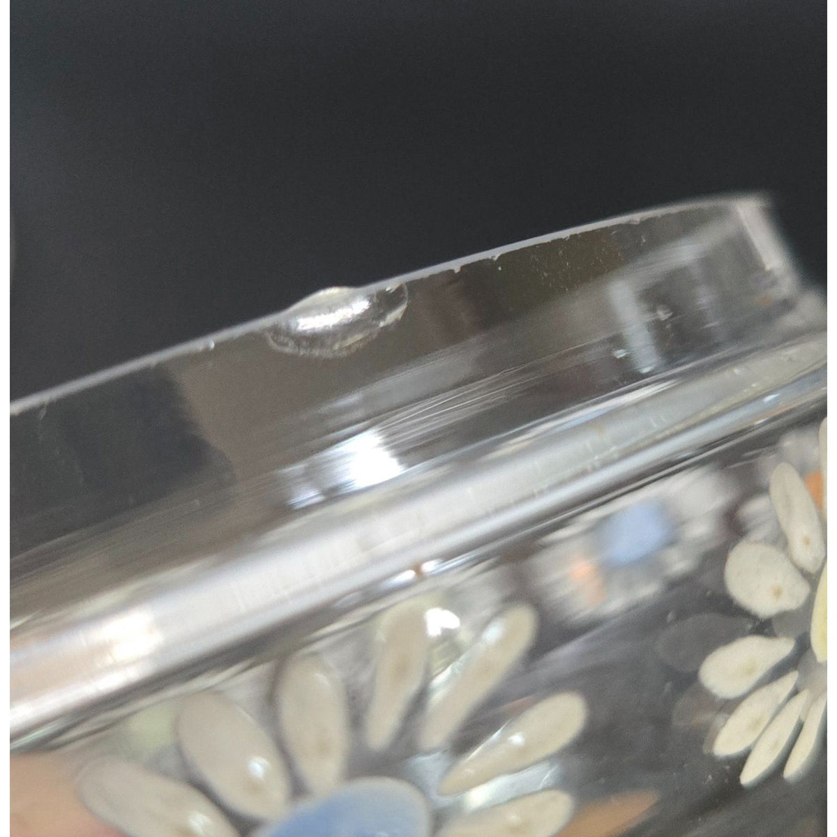 Czech Glass Dresser Set, Hand Painted Daisies Multicolor Perfume Bottle & Covered Dish 1930s