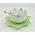 Rare Frosted Westmorland Mayo Lotus Bowl and Plate Green, Blue Yellow