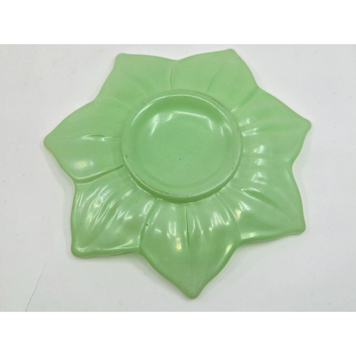 Rare Frosted Westmorland Mayo Lotus Bowl and Plate Green, Blue Yellow
