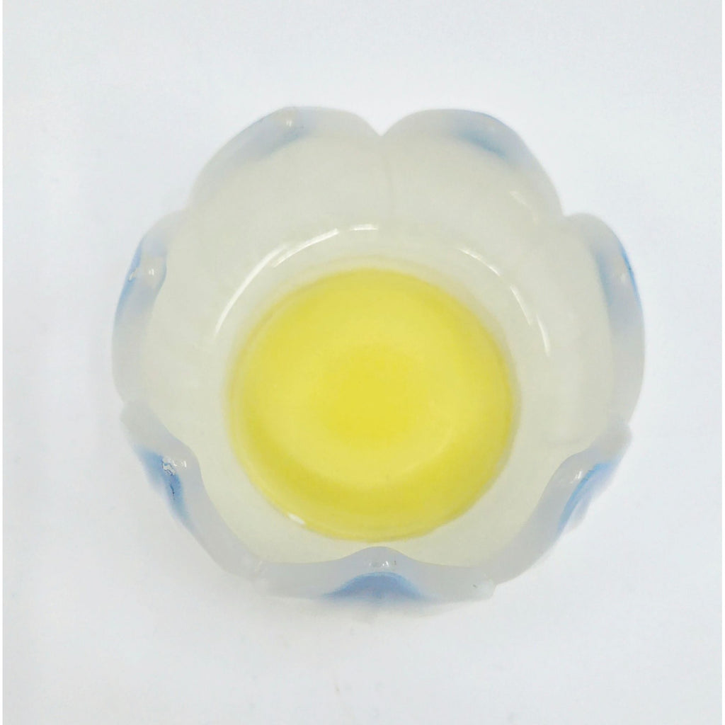 Rare Frosted Westmorland Mayo Lotus Bowl and Plate Green, Blue Yellow