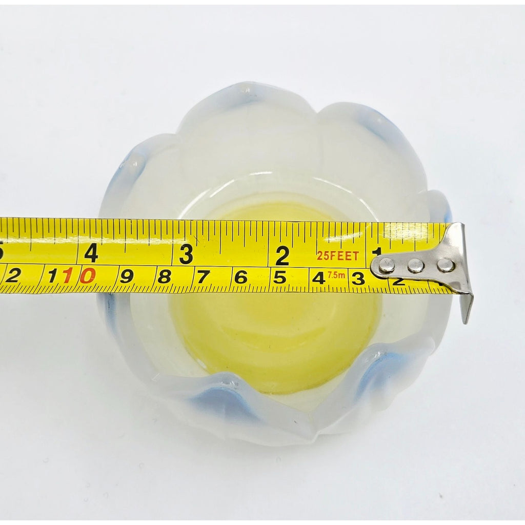 Rare Frosted Westmorland Mayo Lotus Bowl and Plate Green, Blue Yellow