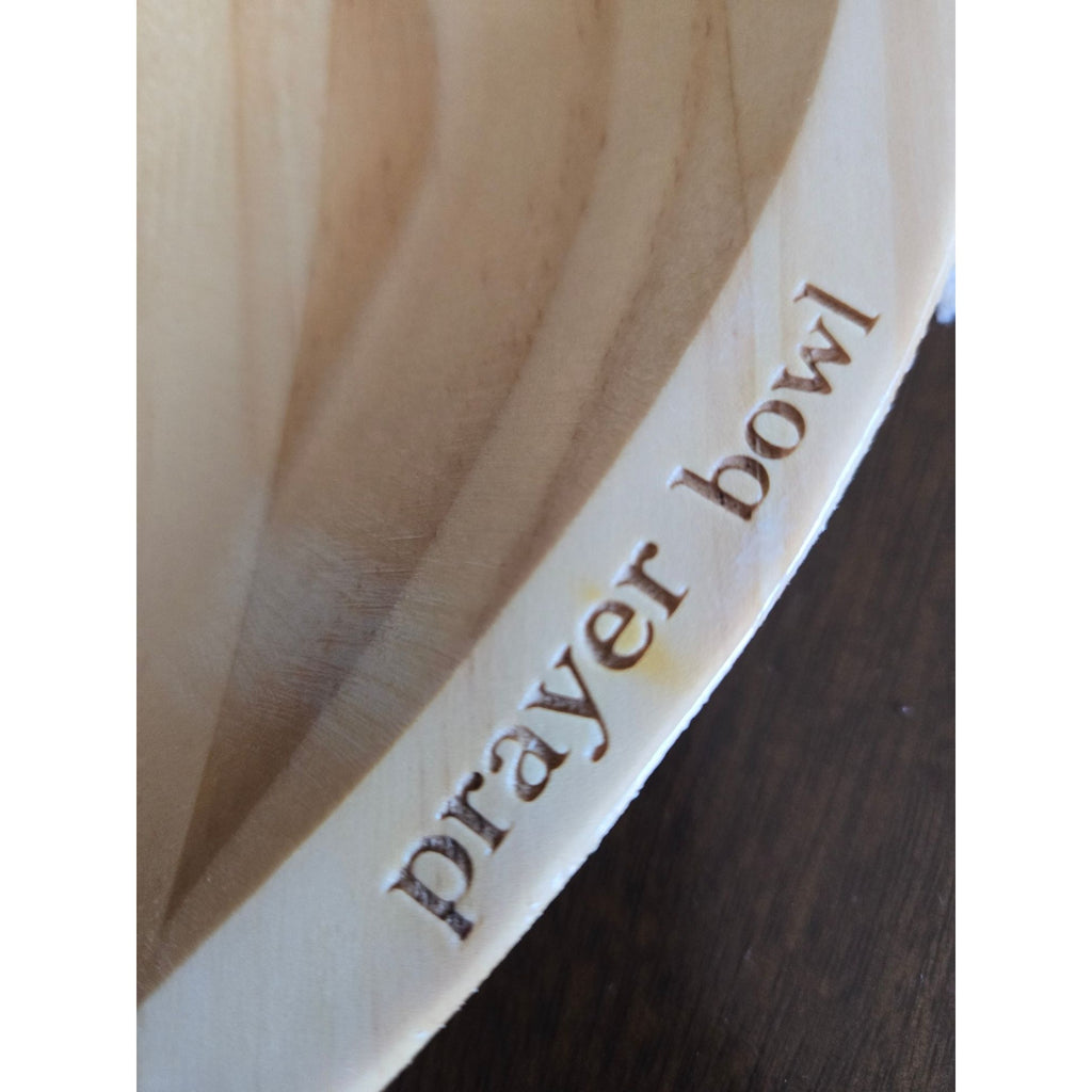 Heart-Shaped Wooden Prayer Bowl With Engraved Crosses & Blessings Cards Set