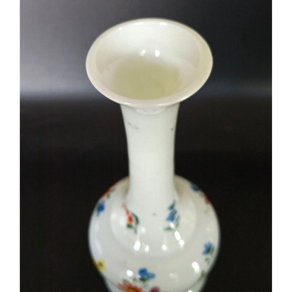 Hand-Painted Uranium Glass Vase  With Floral Design Glows Under UV Light