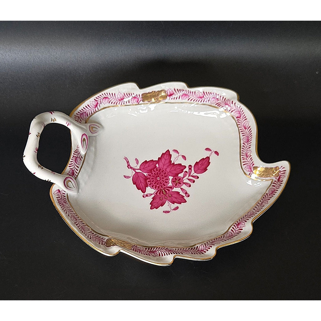 Herend Hungary Porcelain Chinese Bouquet Apponyi Dish Pink Floral & Gold Trim