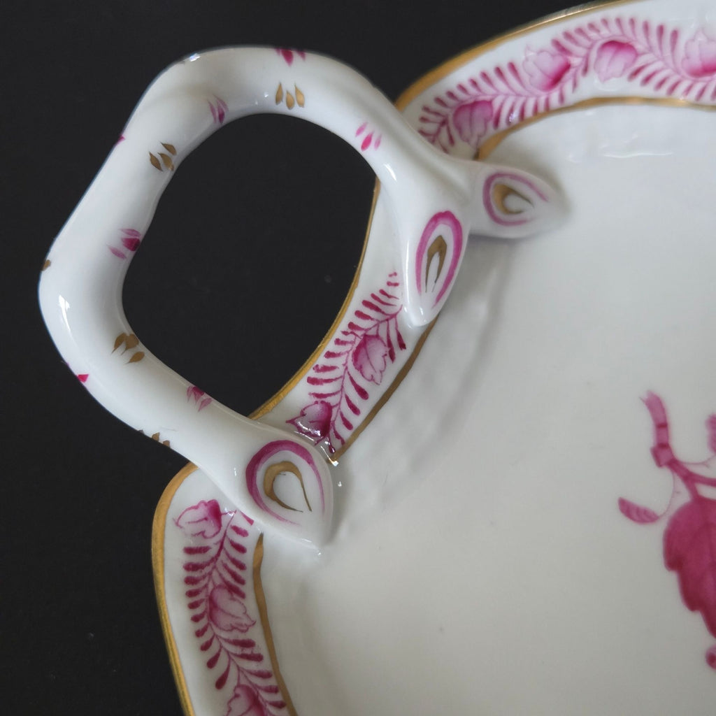 Herend Hungary Porcelain Chinese Bouquet Apponyi Dish Pink Floral & Gold Trim