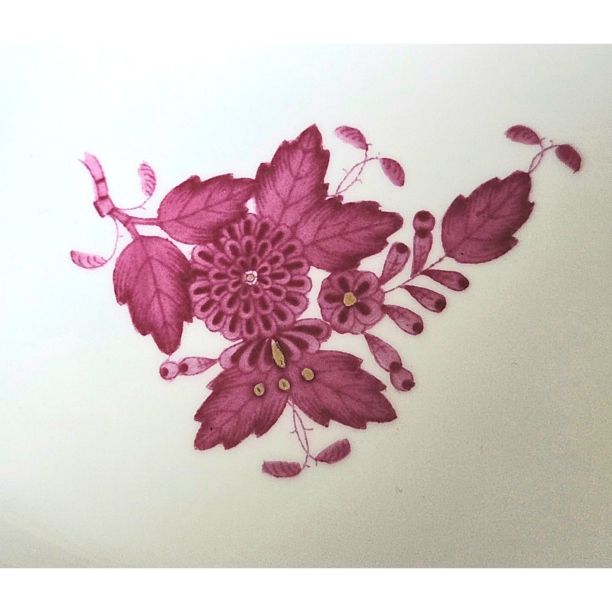 Herend Hungary Porcelain Chinese Bouquet Apponyi Dish Pink Floral & Gold Trim