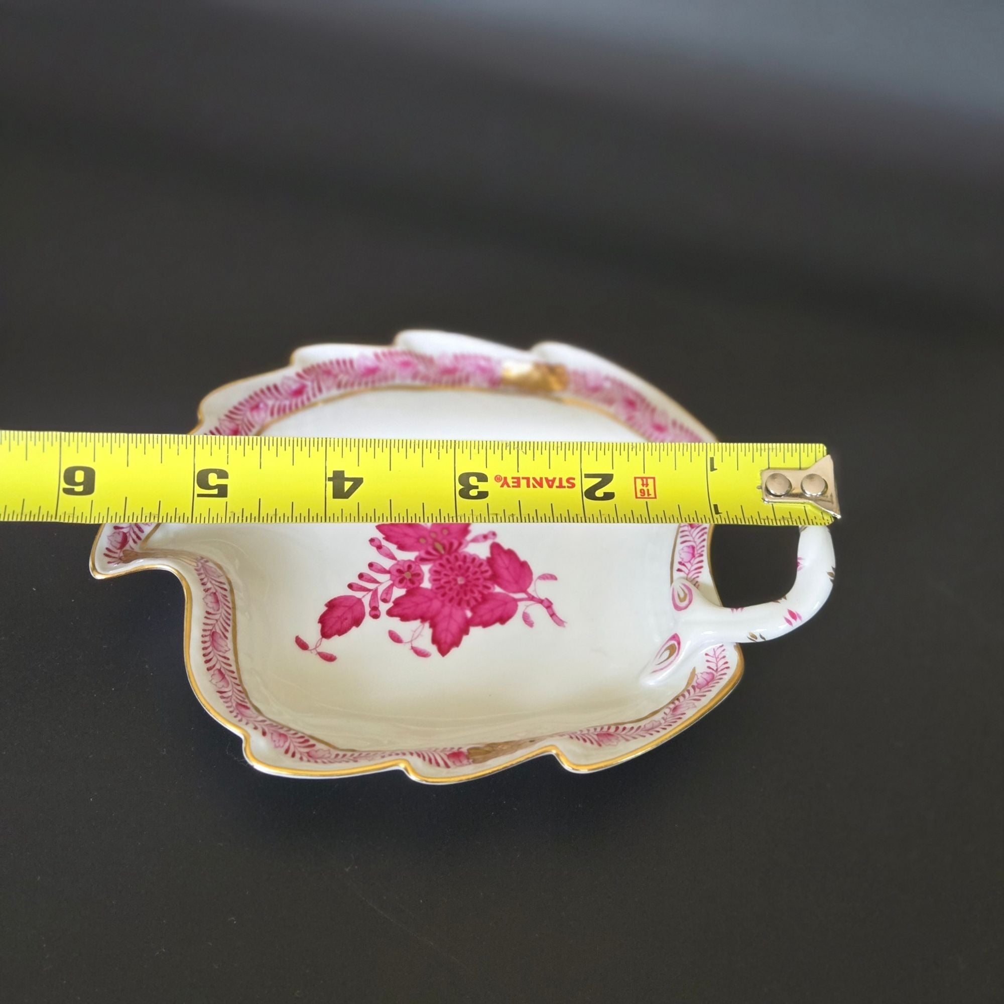 Herend Hungary Porcelain Chinese Bouquet Apponyi Dish Pink Floral & Gold Trim