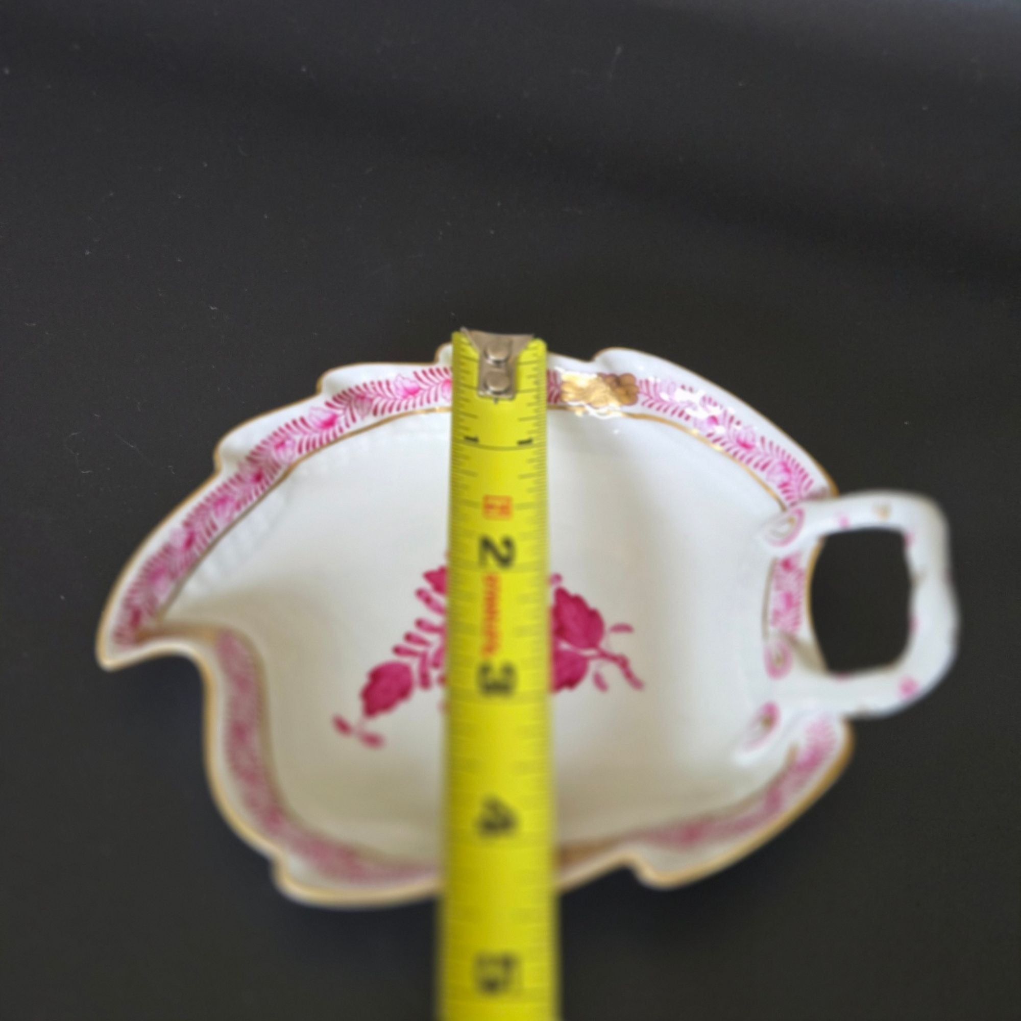 Herend Hungary Porcelain Chinese Bouquet Apponyi Dish Pink Floral & Gold Trim