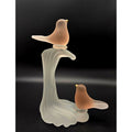 Frosted Glass Bird Figurine On Perch By Crowning Touch Collection