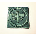 Whistling Frog Tile Co. Green Ceramic Dragonfly Wall Plaque / Trivet 4"x 4"