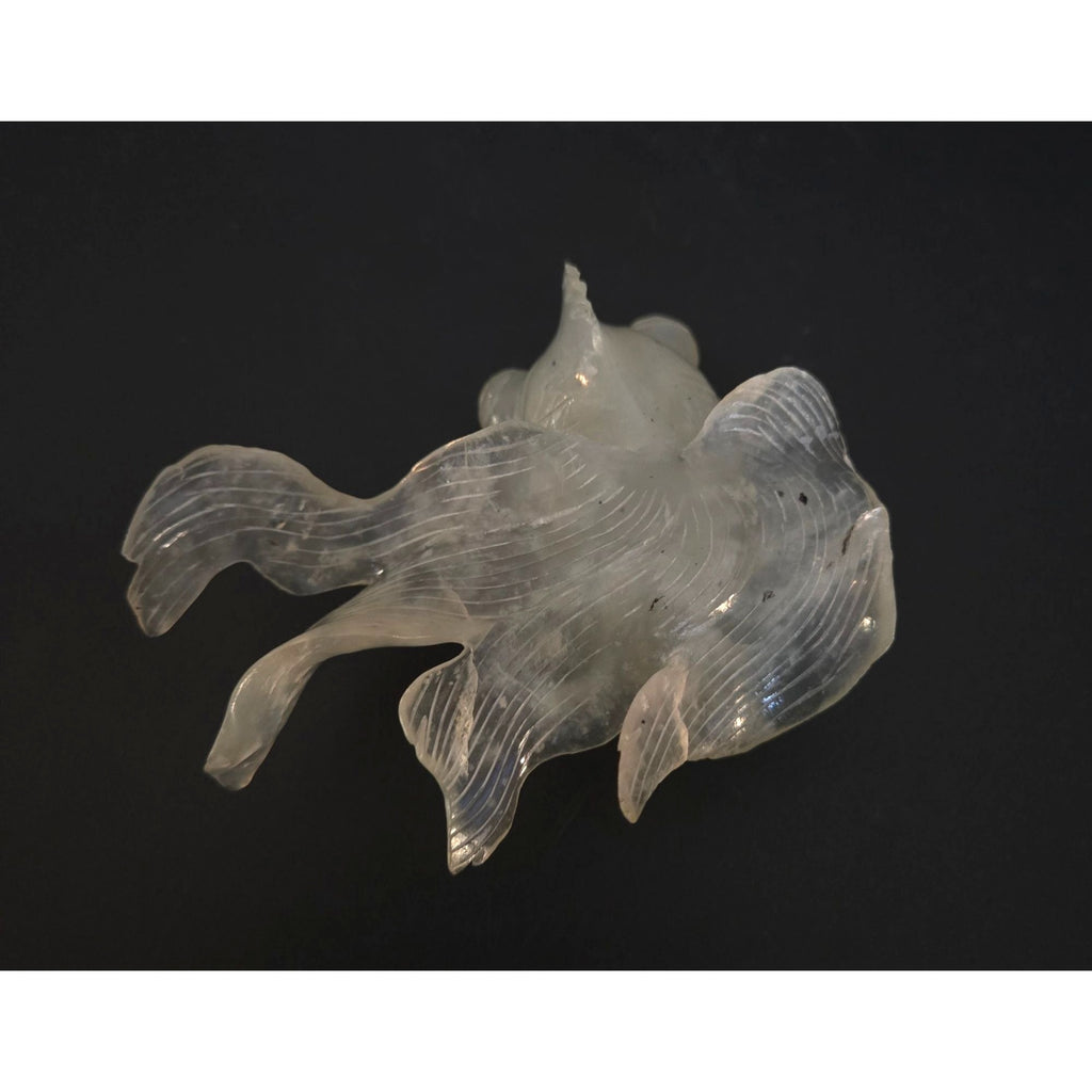 Vintage Hand-Carved Translucent Quartz Bug eye Gold Fish Koi Figurine