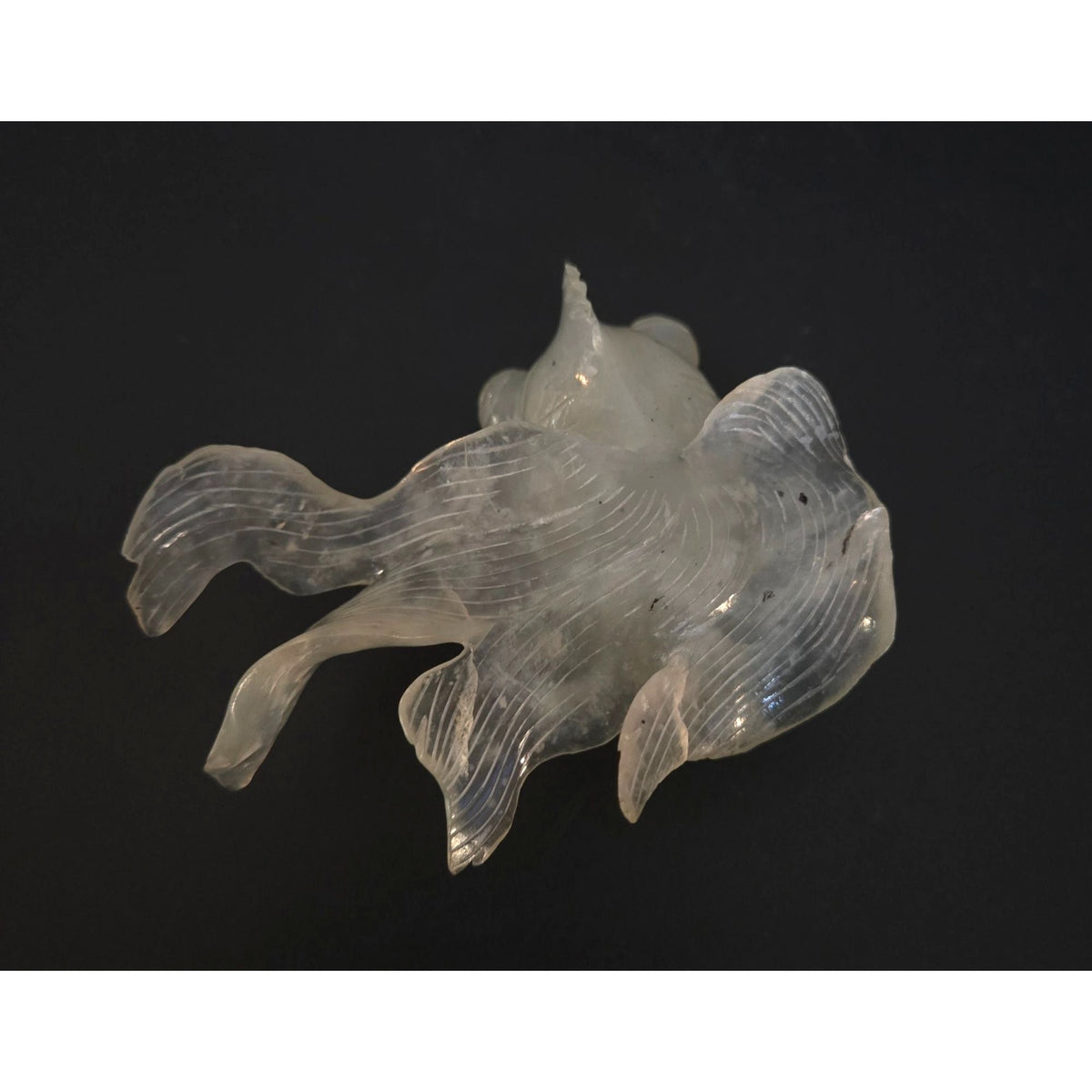 Vintage Hand-Carved Translucent Quartz Bug eye Gold Fish Koi Figurine