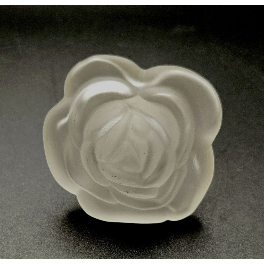 Frosted Glass Rose Perfume Bottle With Gold Base - 2 Inches Diameter