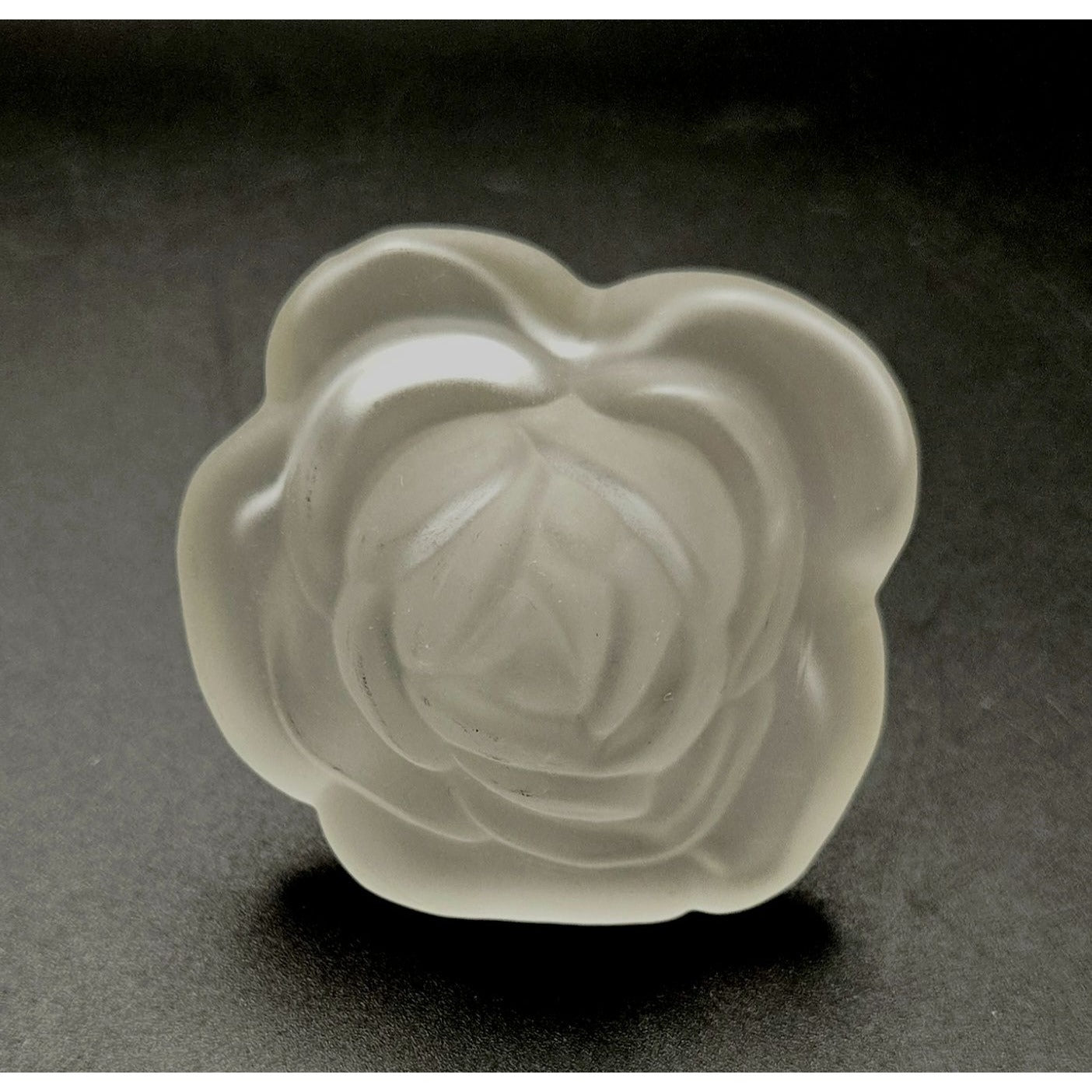 Frosted Glass Rose Perfume Bottle With Gold Base - 2 Inches Diameter
