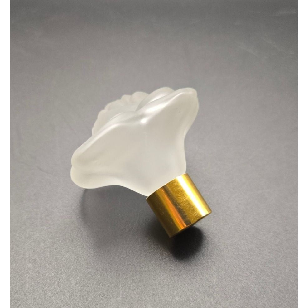 Frosted Glass Rose Perfume Bottle With Gold Base - 2 Inches Diameter