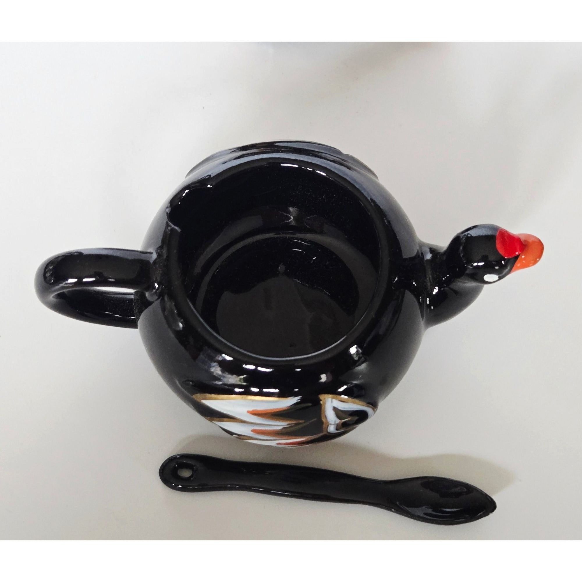Vintage Stackable Black Ceramic Condiment Jar Set Hand-Painted, Japan