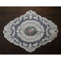 Cream Floral Lace Doily With Embroidery & Scalloped Edges Oval Table Accent 15"