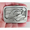 Vintage 1977 Indiana Metal Craft Pewter Rainbow Belt Buckle