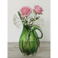 Handblown Murano Green Swirled Glass Pitcher With Handle - Mid-Century Decorative Art Glass