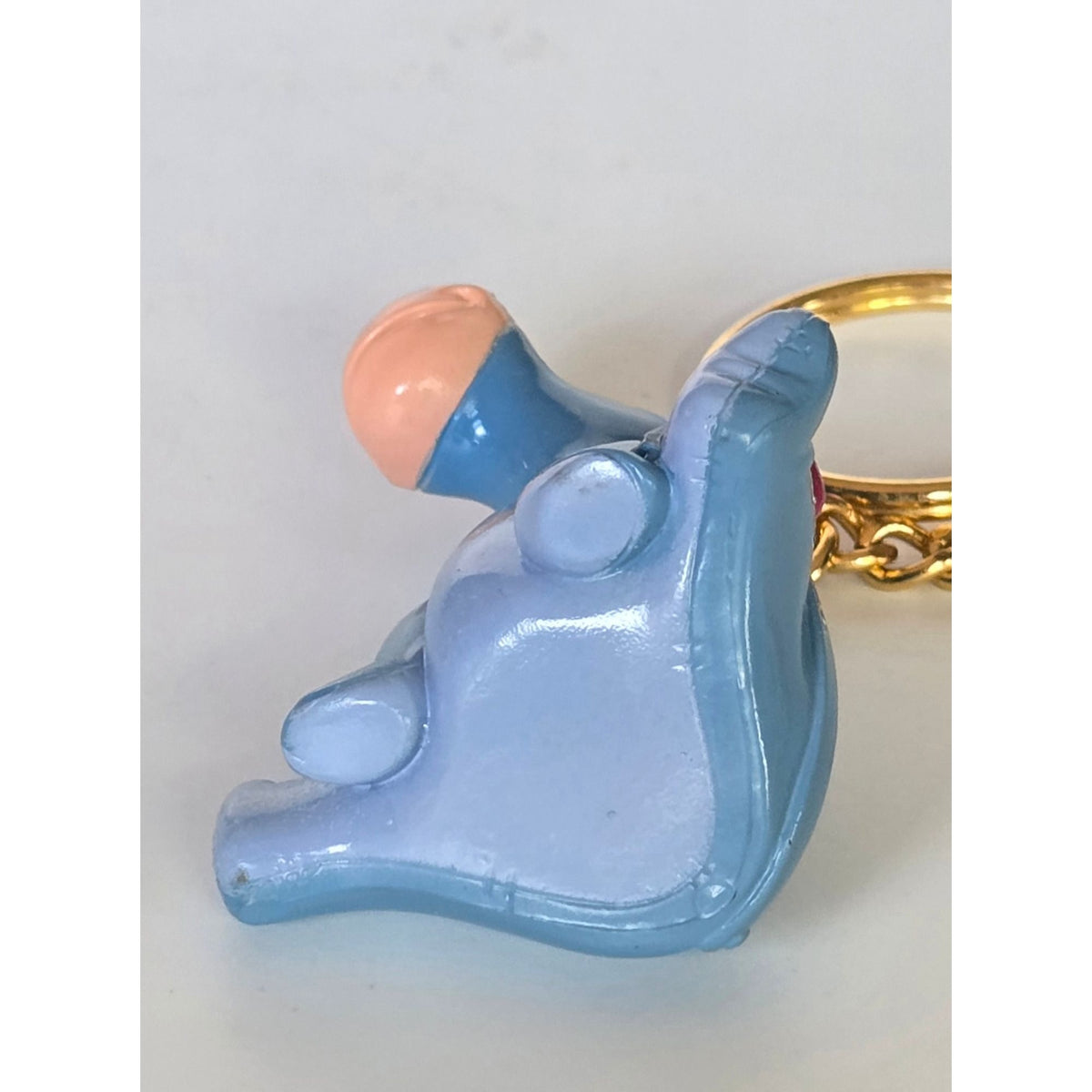 Vtg Disney Eeyore Keychain Figurine With Gold Chain Blue & Pink Collectible Vintage