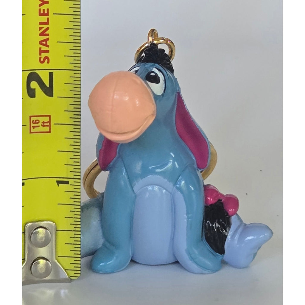 Vtg Disney Eeyore Keychain Figurine With Gold Chain Blue & Pink Collectible Vintage