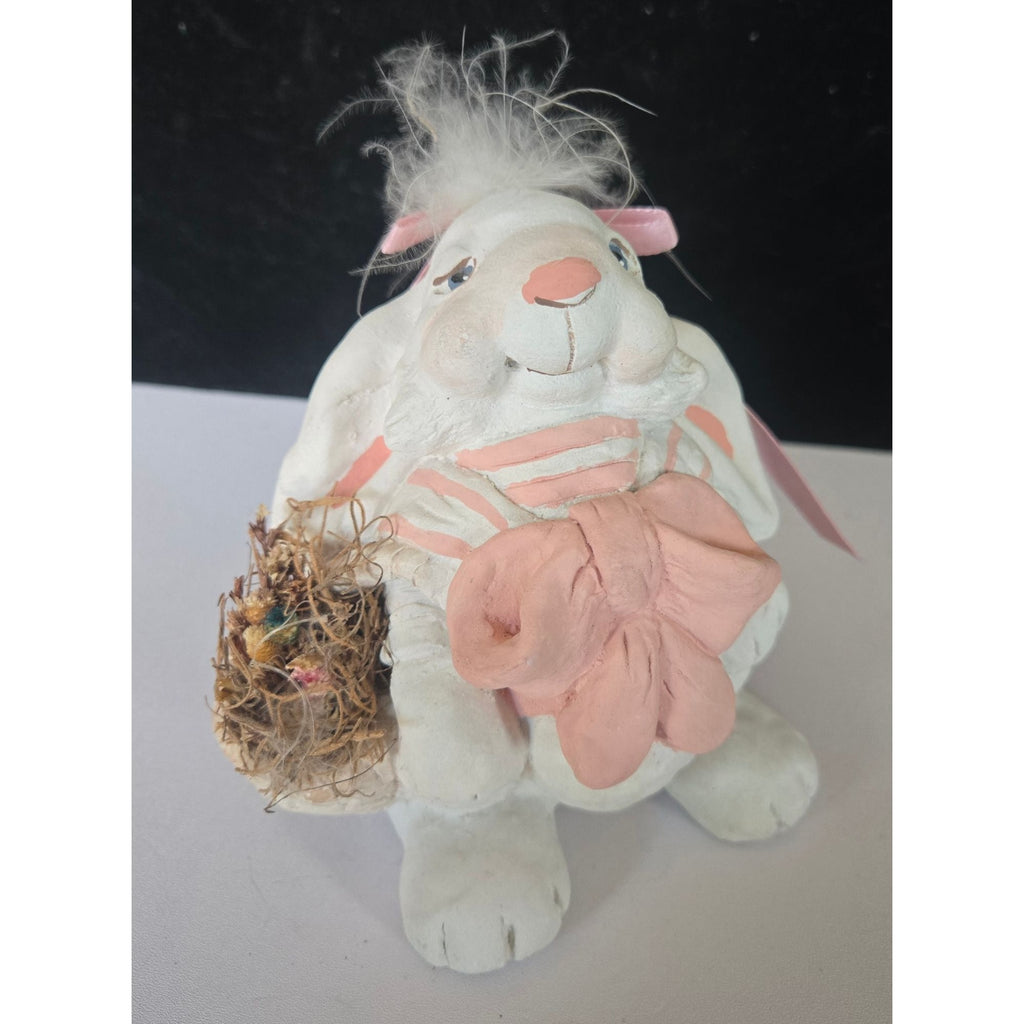 Hand-Crafted Dreamsicles Mrs. Bunny Figure With Pink Bow & Basket By 1995
