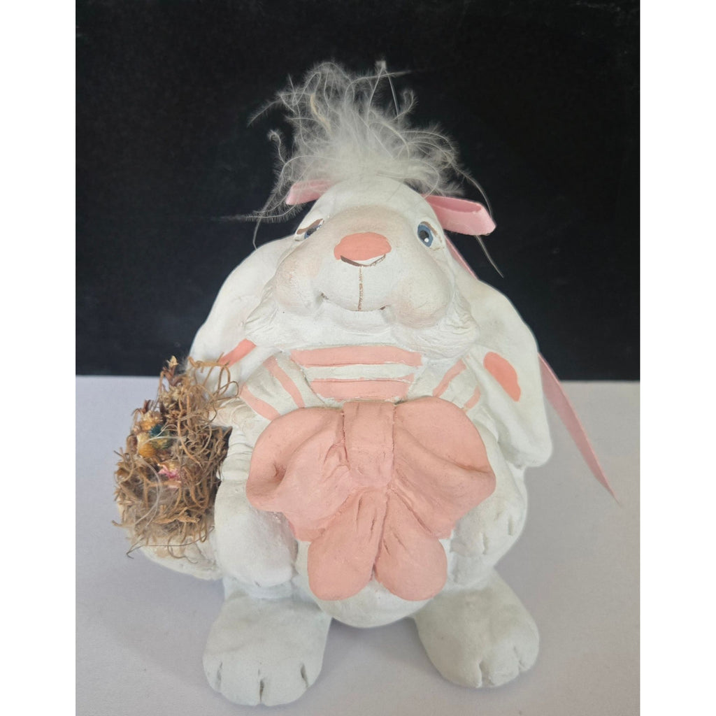 Hand-Crafted Dreamsicles Mrs. Bunny Figure With Pink Bow & Basket By 1995