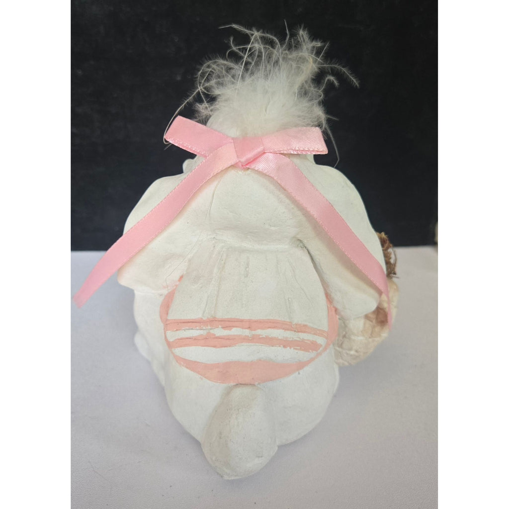 Hand-Crafted Dreamsicles Mrs. Bunny Figure With Pink Bow & Basket By 1995