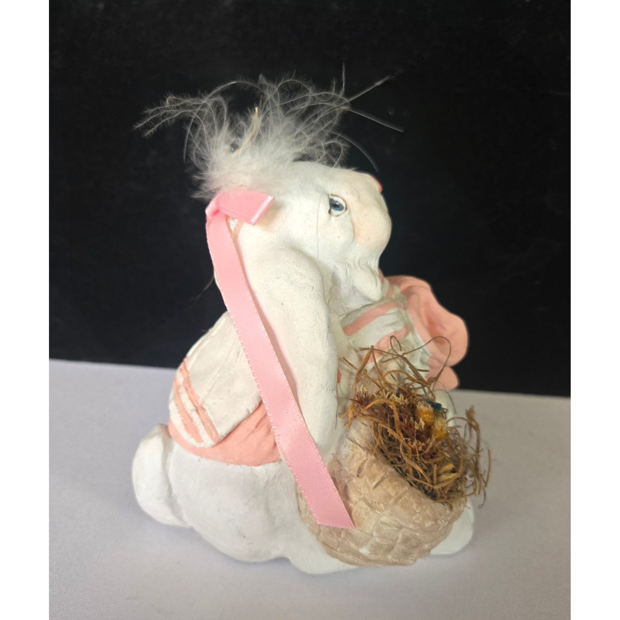 Hand-Crafted Dreamsicles Mrs. Bunny Figure With Pink Bow & Basket By 1995