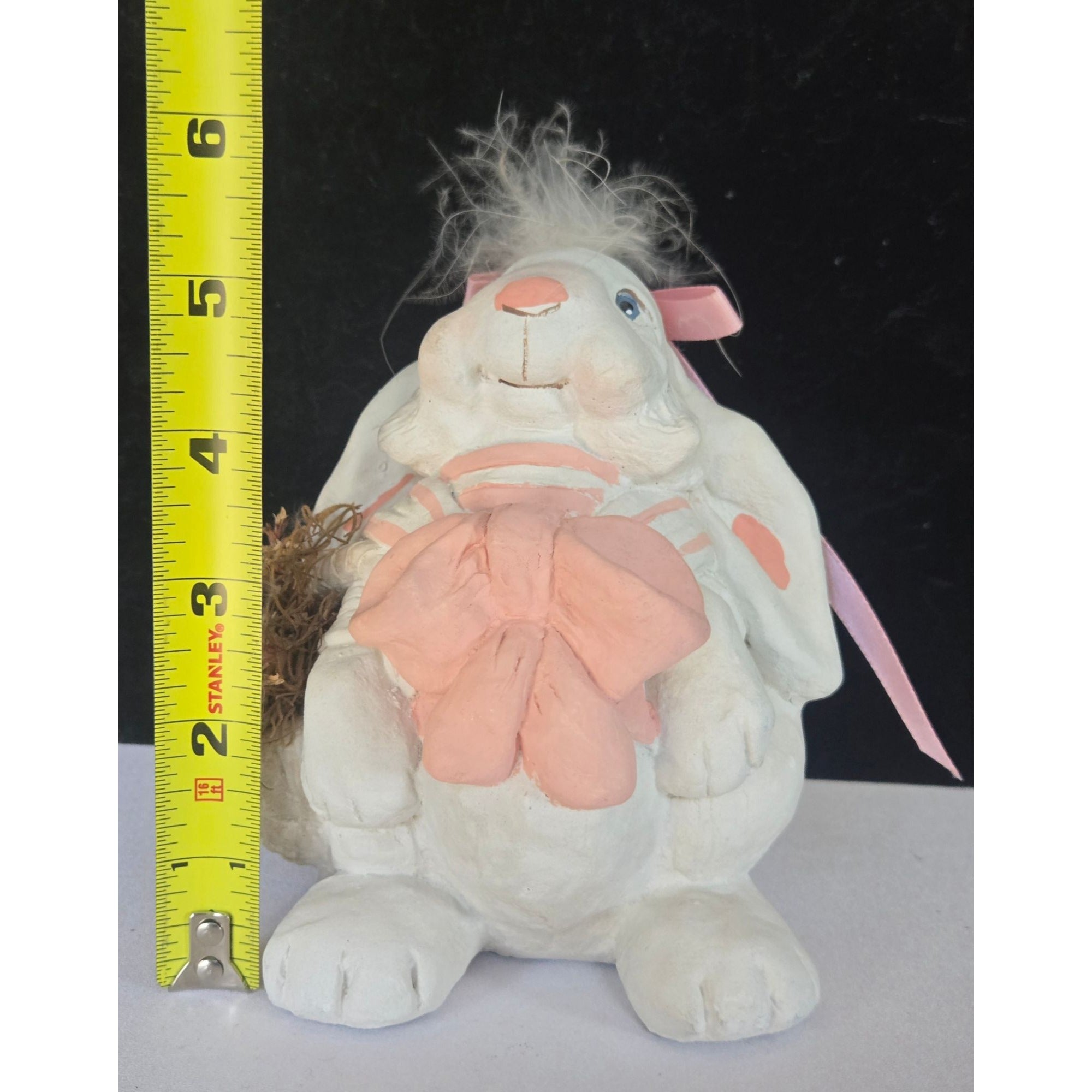 Hand-Crafted Dreamsicles Mrs. Bunny Figure With Pink Bow & Basket By 1995