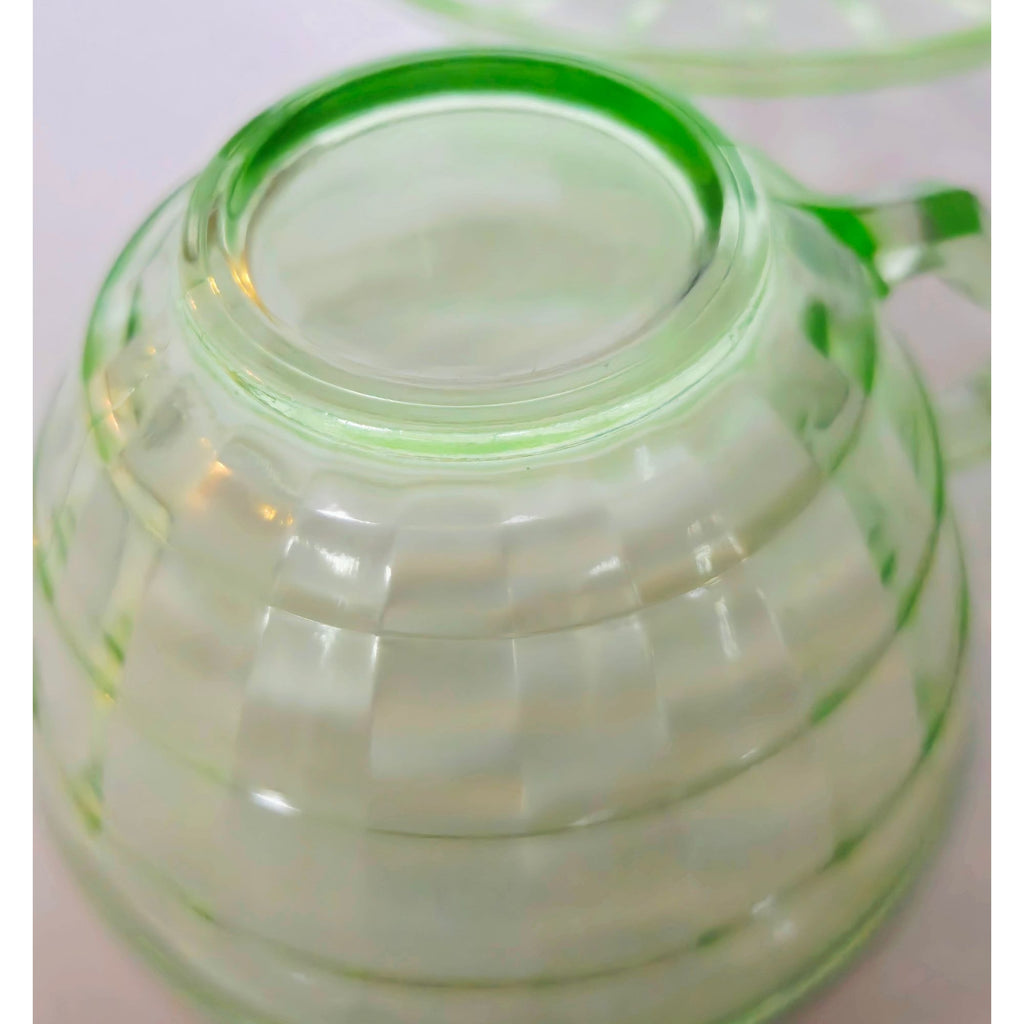 1930s Anchor Hocking Depression Glass Teacup & Saucer Set - uranium