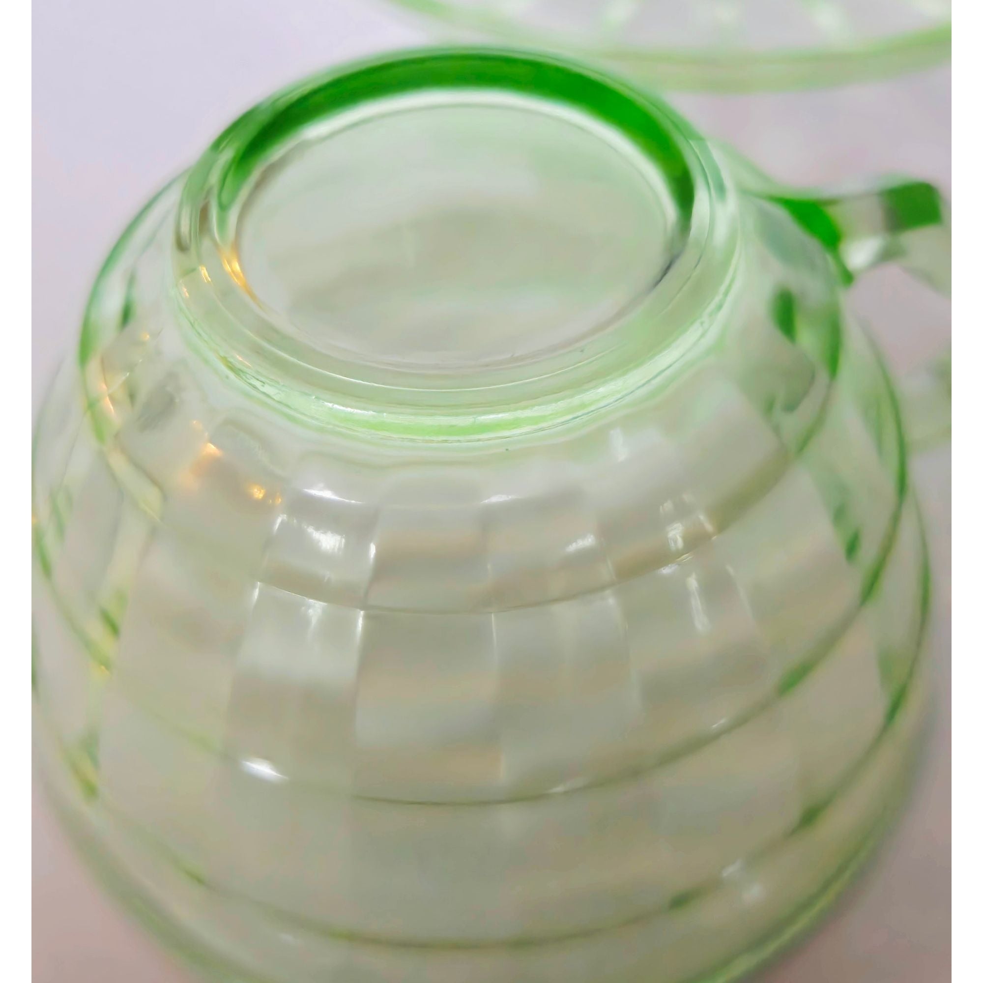 1930s Anchor Hocking Depression Glass Teacup & Saucer Set - uranium