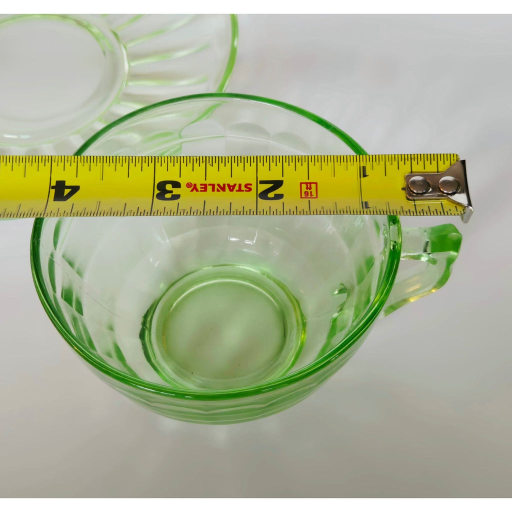 1930s Anchor Hocking Depression Glass Teacup & Saucer Set - uranium