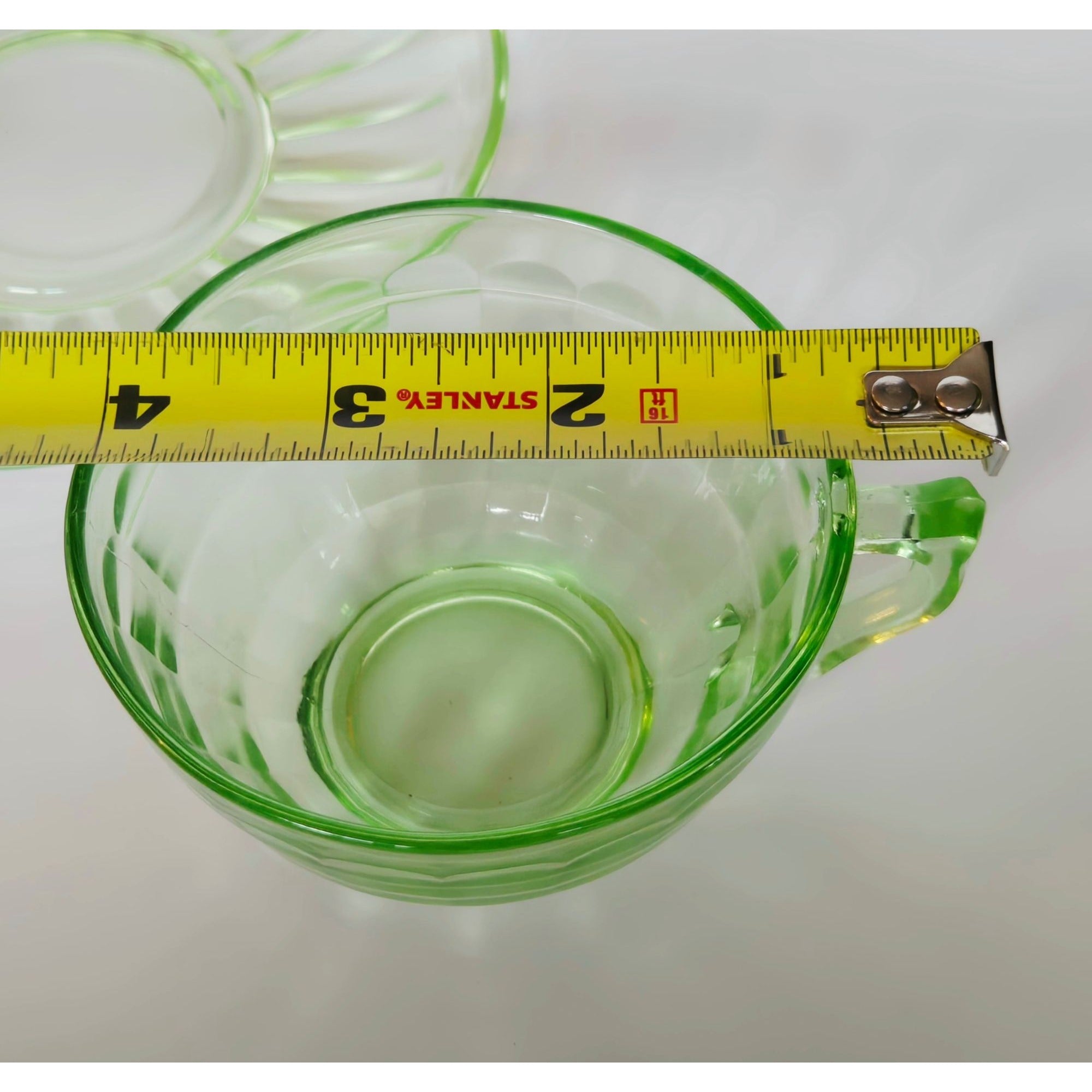 1930s Anchor Hocking Depression Glass Teacup & Saucer Set - uranium