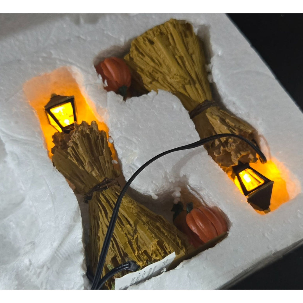 Department 56 Corn Stalks Lighted Accessories With Pumpkins & Lanterns