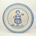 M.A. Hadley Plate Hand-Painted Stoneware With Folk Art Girl Design 11-Inch