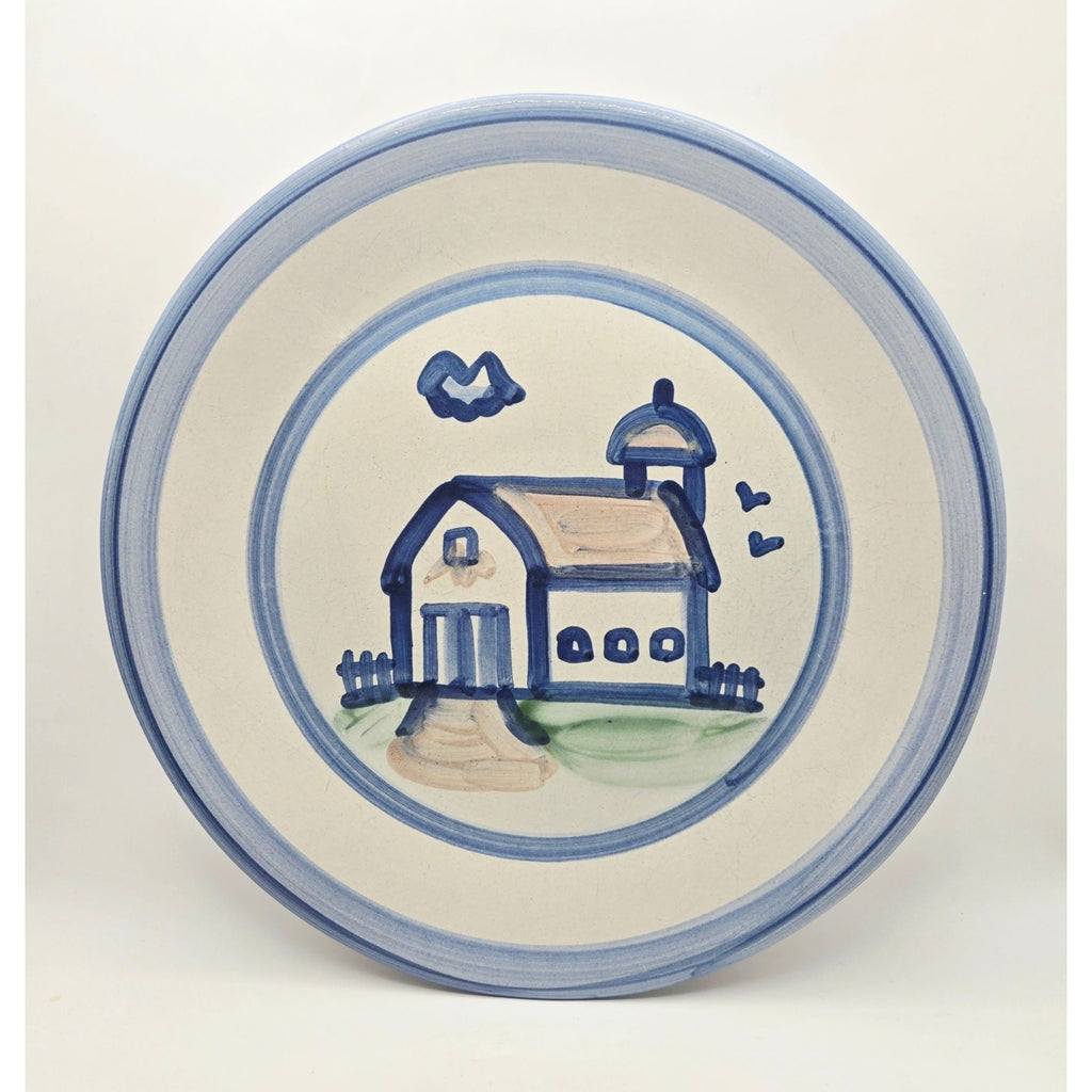 M.A. Hadley Plate Hand-Painted  Barn Design Signed 11" very good, stoneware