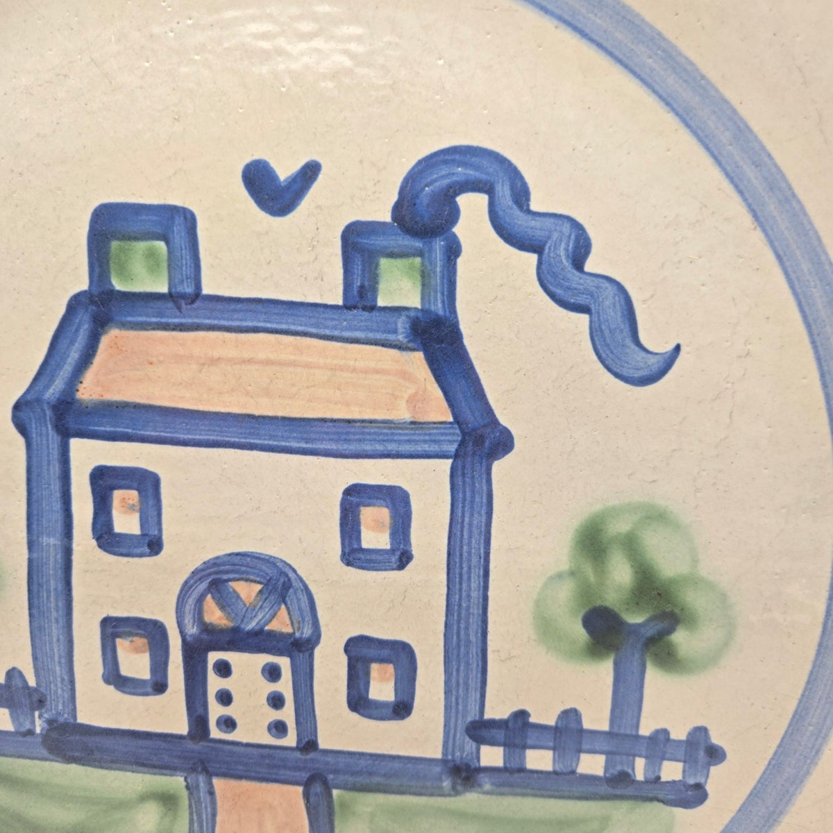 M.A. Hadley Handcrafted Ceramic Plate With House, Cottage, House Design 11"