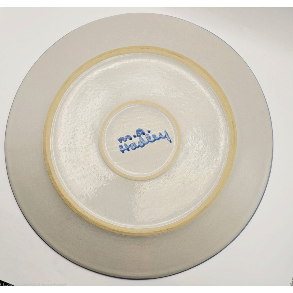 M.A. Hadley Plate Hand-Painted Stoneware With Folk Art Girl Design 11-Inch